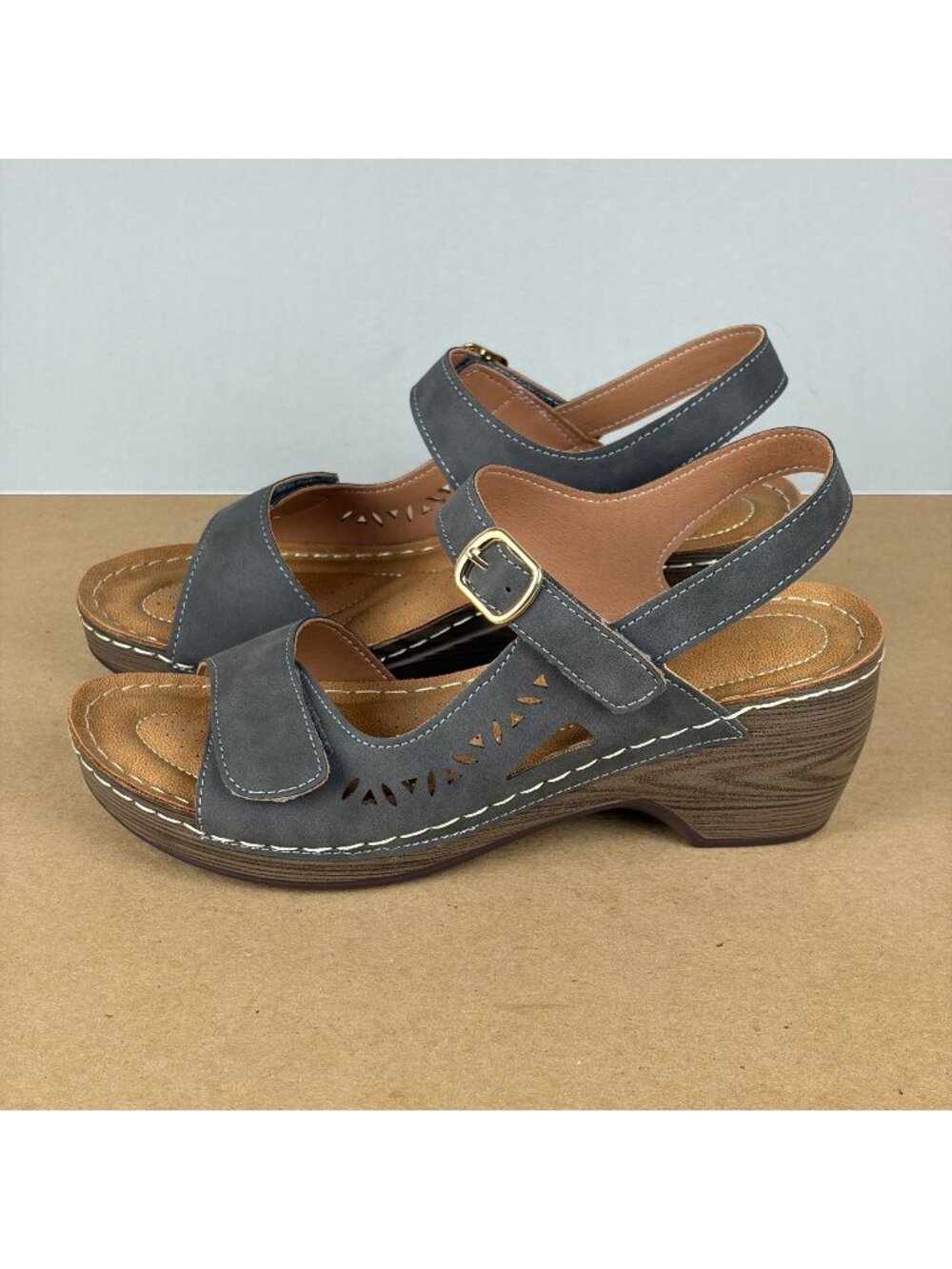 Spring Step Patrizia Shantay Sandals Womens 8 Gray Brown Ankle Strap Hook Loop